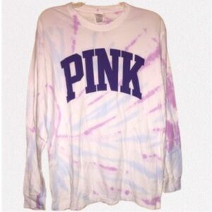 Victoria’s Secret Pink campus tie dye tee vs pink tee cotton long sleeve tee top